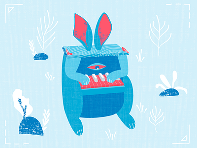 Bunny The Piano acid birds bunny character design houseware illustration monster piano texture vector