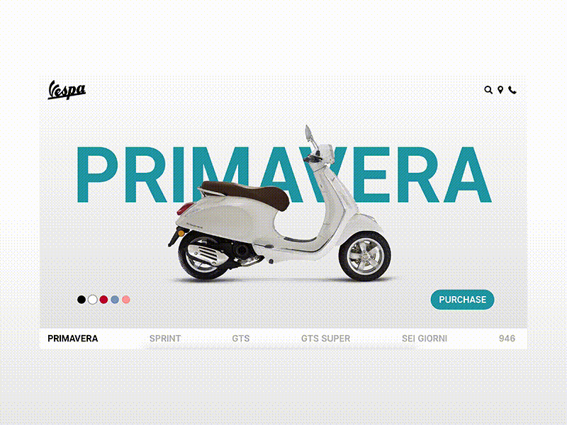 Vespa Web Store Design adobe interaction scooter store ui user experience user interface ux vespa web web design xd