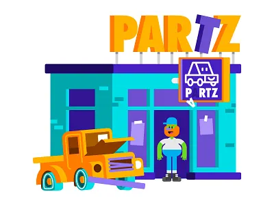 Lil'Short for NAPA angry green man animation auto cars vector