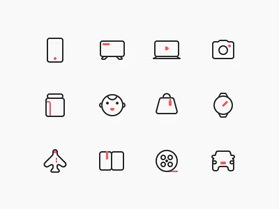 Icon Design Exercise camera fashion flight icon notebook computer smartphone tv