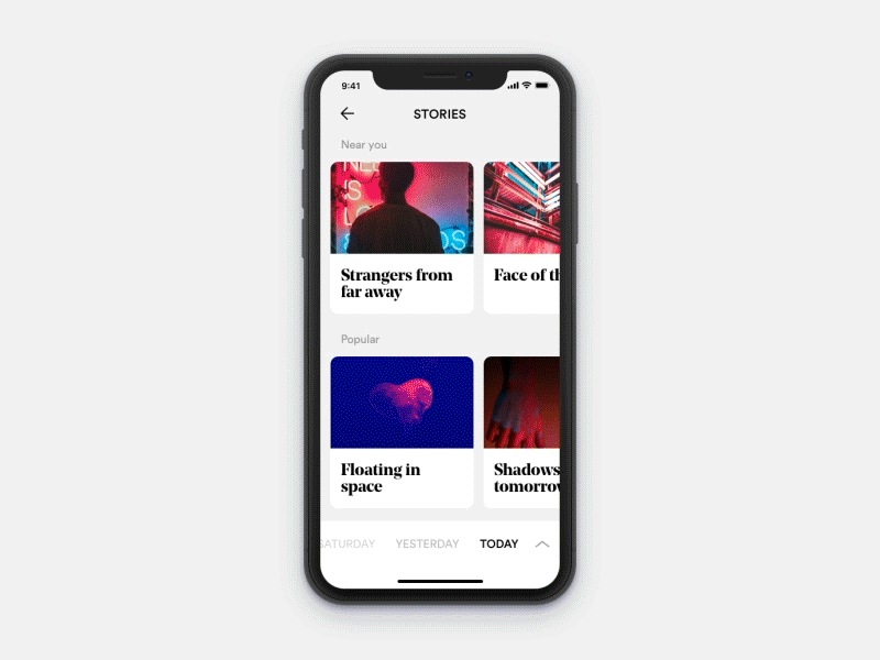Stories UI Animated animated fluid ios iphone modal stories typography ui