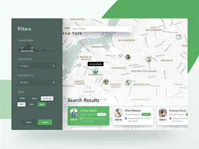 Search & Filters | Talent Finer Web dashboard filter job profile search talent web app