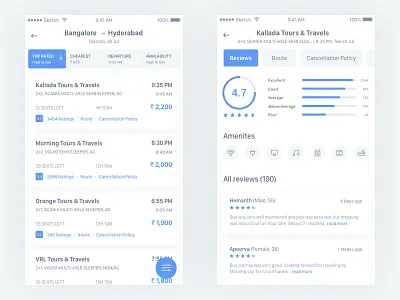 Bus Listing With Reviews Ratings bus booking ios mobile app reviews ratings travel booking