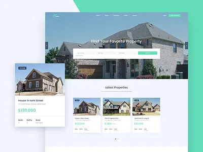 Land - Real Estate Website architect architecture clean concept home land listing property real estate website