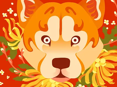 Year of the Dog Art Show chinese chow chow corgi dog flat graphic illustration lab pug shiba inu vector year of the dog