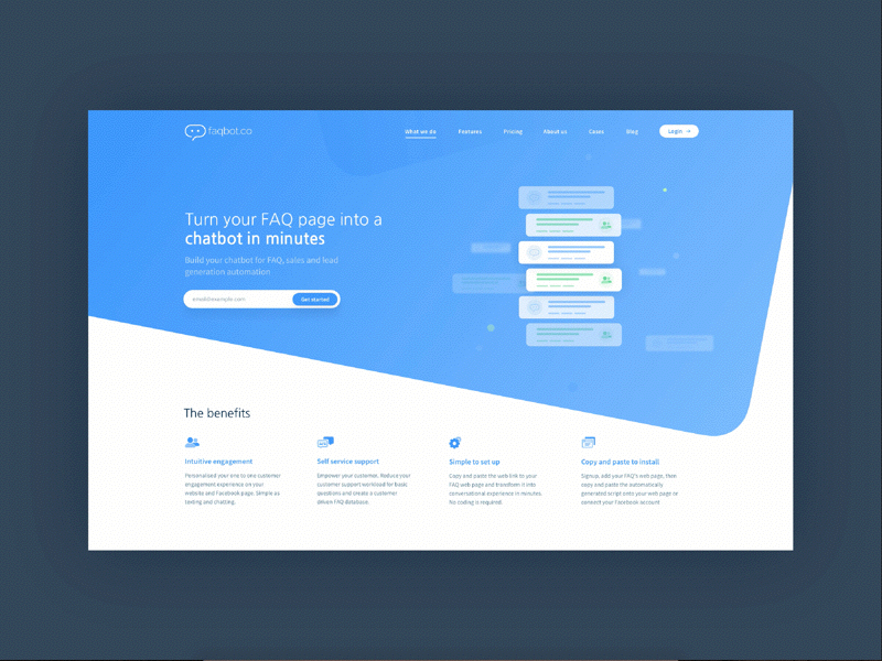 Faqbot animation bot landing page product ui design webdesign website