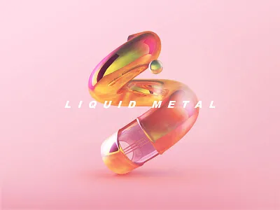 S c4d font design glass metal pink plane design sphere the font