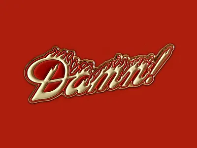 Hot Damn! Enamel Pin damn enamel fire hot lettering pin pun