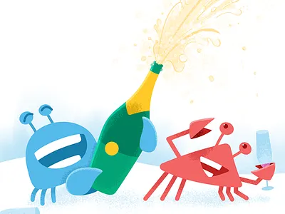 Circle wallpaper: January 2017 celebration champagne circle crab design illustration new year party phone wallpaper