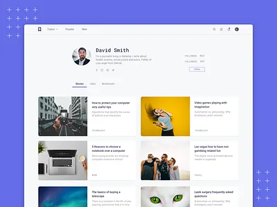 Reader - Author Profile article author design landing new profile read sketch stories story web webdesign