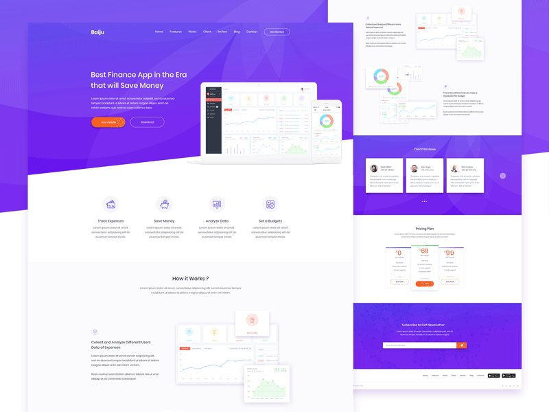 App Landing Concept app landing finance landing page mobile app web app website