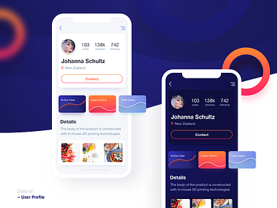 Daily UI Day 006 – User Profile 006 2018 app card color dailyui dark light profile ui user ux