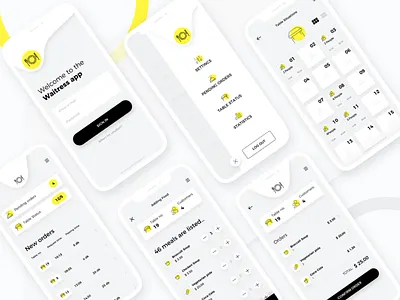 Waitress App - Dashboard dashboard ios iphone x map reservation restaurant tables ui ux waiter food waitress yellow