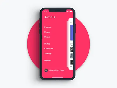 Article - Mobile Side Menu android app article book design ios iphone menu mobile sidebar sketch stories