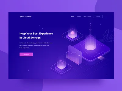 Cloud Storage Service branding business cloud data file home page illustration landing page private storage tech