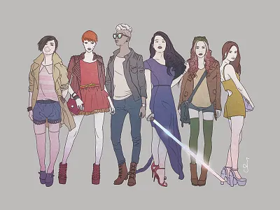 X-Girls fashion flat girl illustration photoshop ink x men marvel comics design