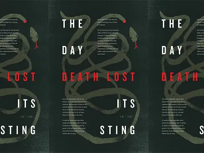 The Day Death Lost Its Sting - Poster death illustration poster sermon snake texture