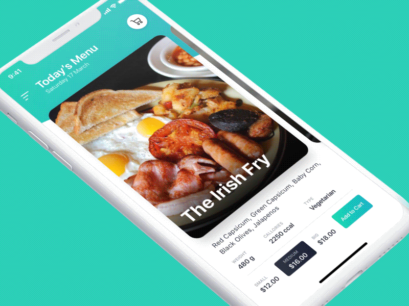 An Order-Ahead and Loyalty App apple clean cafe bar menu card navigation delivery mobile app iphonex iphone loyalty principle gif animation yalantis