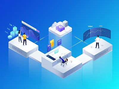 Tellius | main illustration analysis big data gradients illustration isometric vector