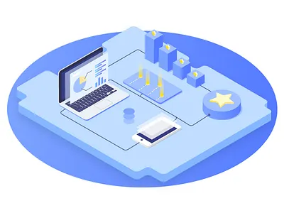 2.5D Illustration computer drawing illustration isometric macbook