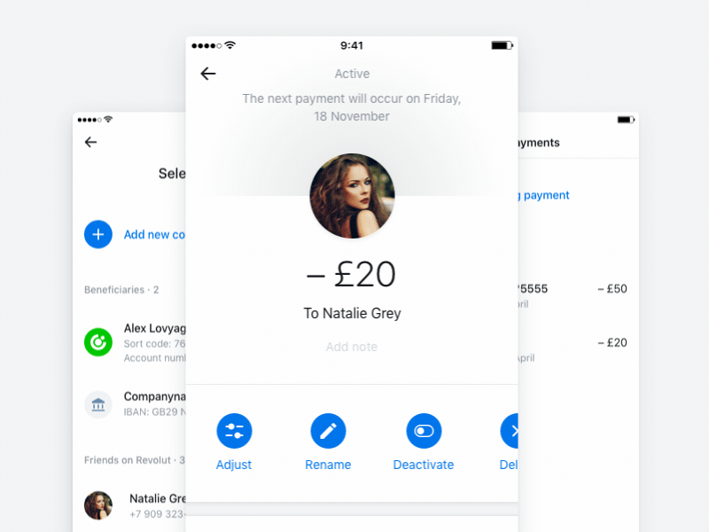 Standing order details app details interface ios iphone mobile payments recurring screen transactions ui ux