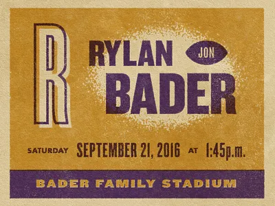 Rylan announcement birth football sports texture ticket vintage