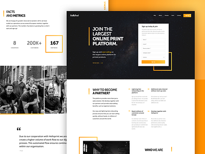 Helloprint | Onboarding Landing Page black helloprint join landing onboarding page ui ux white yellow