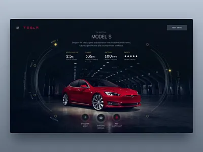 Tesla Design Studio reimagined agency automotive consultants full screen futuristic hud scifi team tesla ui visual web