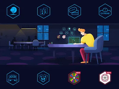 Live Casino ^_^ 2d casino character flat gambling game illustration online texture vector