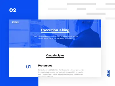 Strive case study - 02 - About branding icon design minimalism startup tech typography ui ux web webdesign white