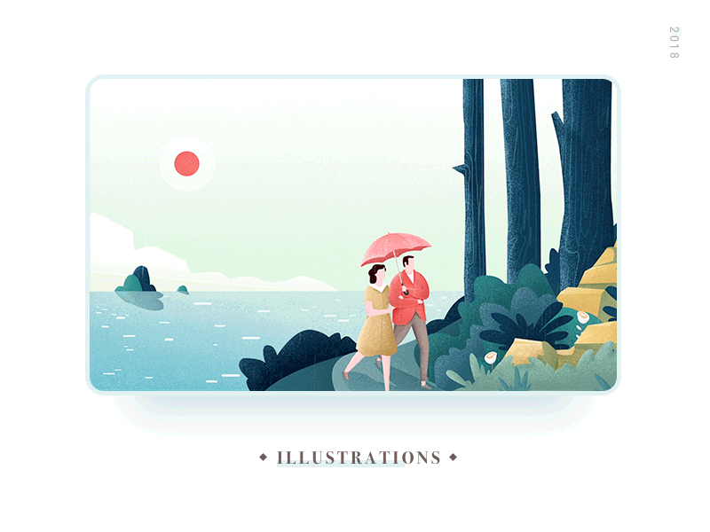 Illustrations grass green rains sun the trees