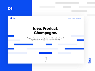 Strive case study - 01 - Branding & Homepage branding hero illustration landing minimalism startup typography ui ux web webdesign white
