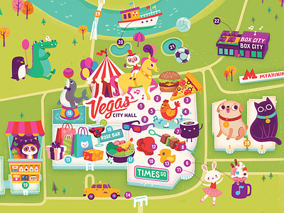 Crocus Illustrated Map animals character children cute food illustrated map illustration kids mall map shopping