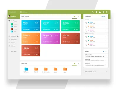 Dashboard for Study System app dashboard green management school study subject system teacher ui university ux