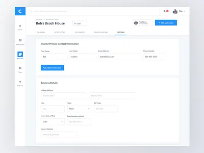 User Dashboard Account Settings account app crm dashboard profile setting user web