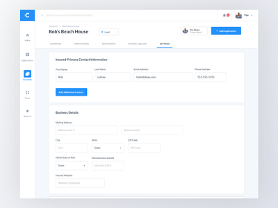 User Dashboard Account Settings account app crm dashboard profile setting user web