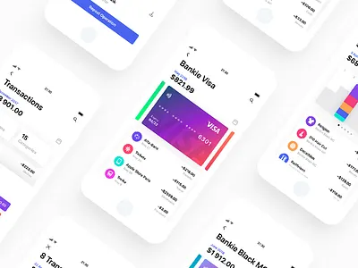 Bankie UI Kit — Light Version app cards edit gradient ios ipad iphone light photo simple transaction ui
