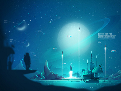Futuristic Space Concept Art art concept art futuristic illustration low poly scifi space vector vector illustration