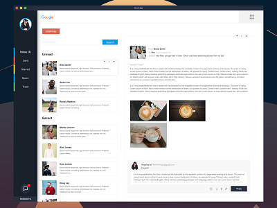 Gmail Application Concept Design application design ui uidesign ux uxdesign web design. web designer