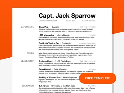 Capt. Jack Sparrow Resume Template career clean colorado denver doc free hiring job paper pirate sharp