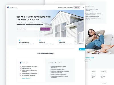 Real Estate Agency Home Page agency blue clean creative design flat home mortgage real estate ui ux web design