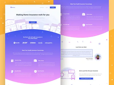 🏠 Homey the landing page for home insurance assurance clean gradient home illustration insurance landingpage line marketing onepage ui website