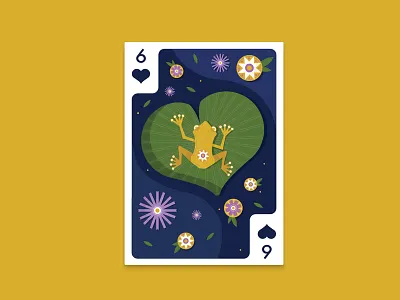6 of Hearts 6 of hearts card frog illustration texture