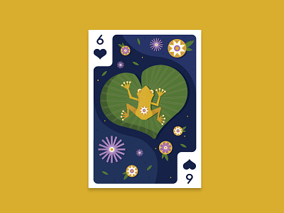 6 of Hearts 6 of hearts card frog illustration texture
