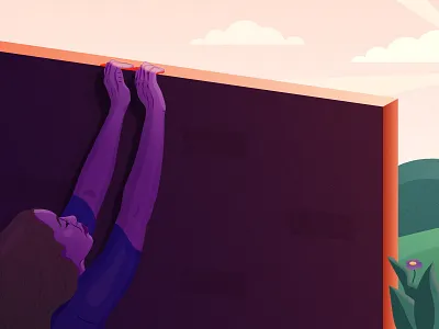 Pushing Through (Creative) Walls climbing envy labs flowers illustration mental block orlando sunshine vector vector illustration wall