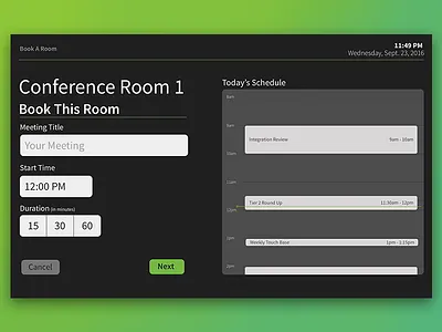 Conference Room Booking booking calendar conference room room schedule tablet