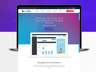 Buildfire Website app communication gradient gradient button gradient icons icon product design responsive technology ui ux web design