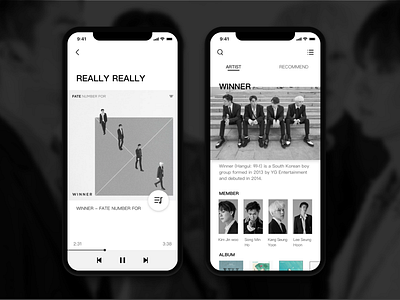 playing this song app artist black dark ios k pop music ui winner