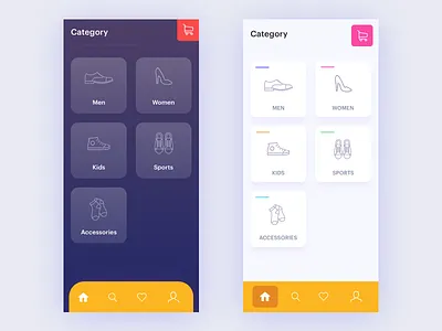 Category Screen category clean ui ecommerce ios app iphone x kids mobile shoe app shopping store