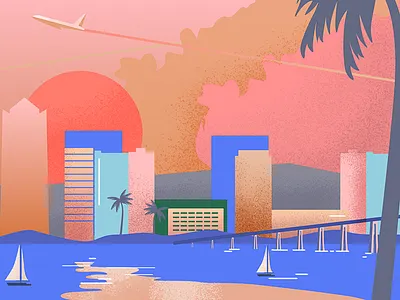 San Diego boats clouds landscape plane sandiego sunset